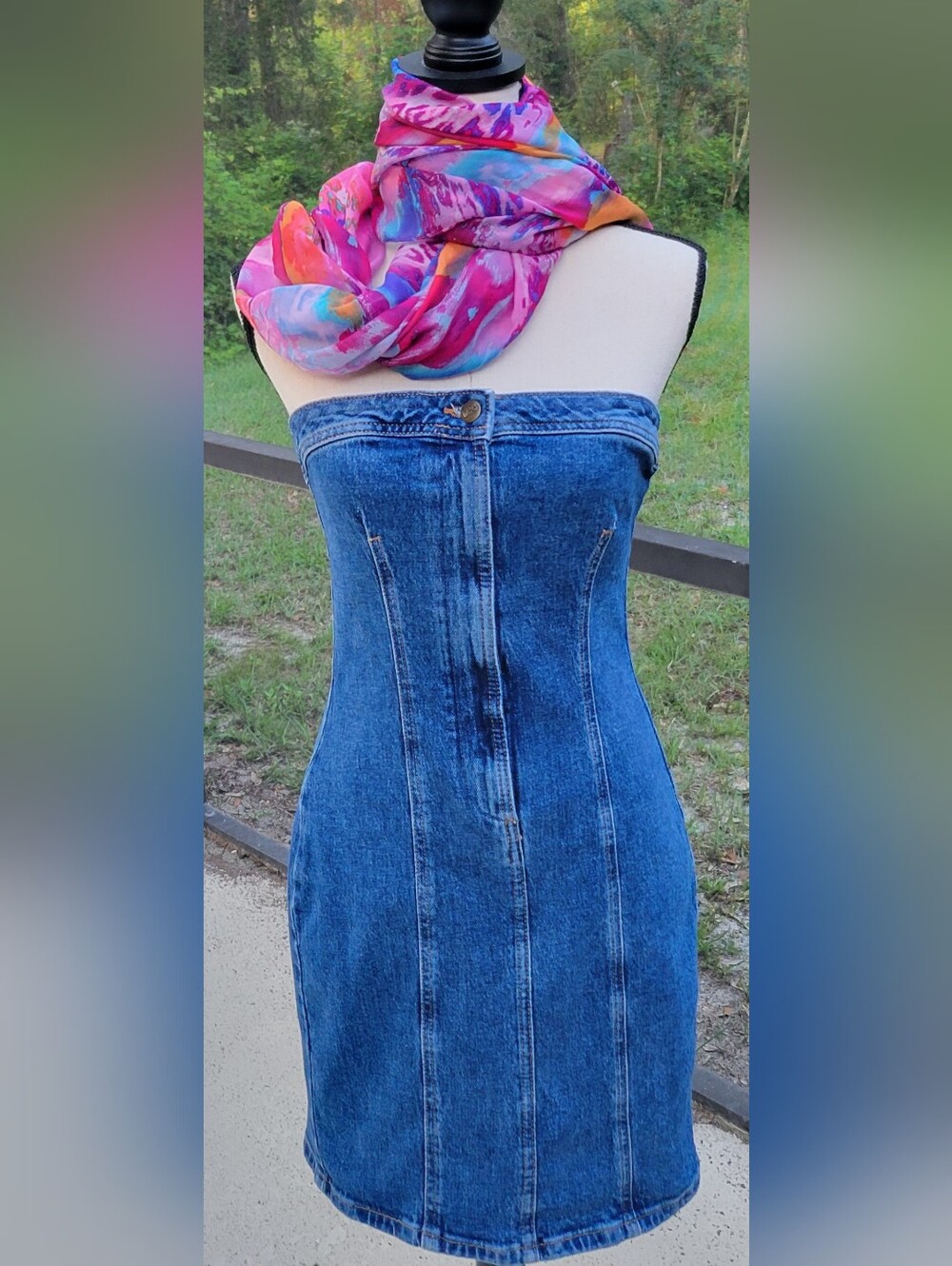 Lee x Forever 21 Denim Mini Dress M Strapless Corset Bodycon Y2K Blue Jean